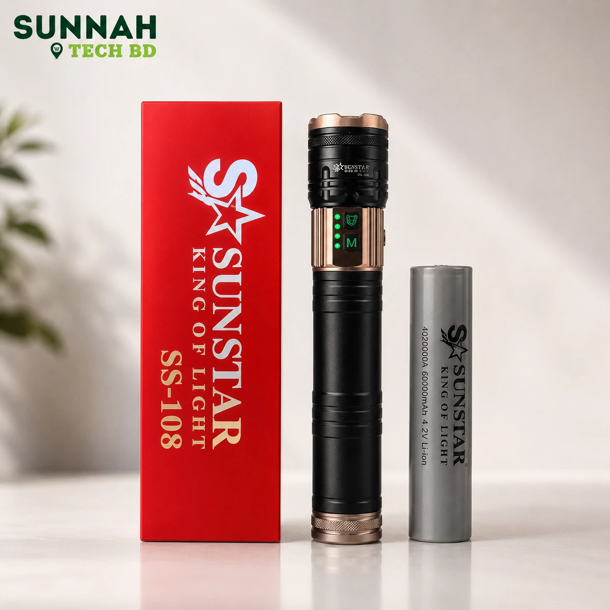 Sunstar SS-108 (60,000) MAH LED Zoom Torch Light